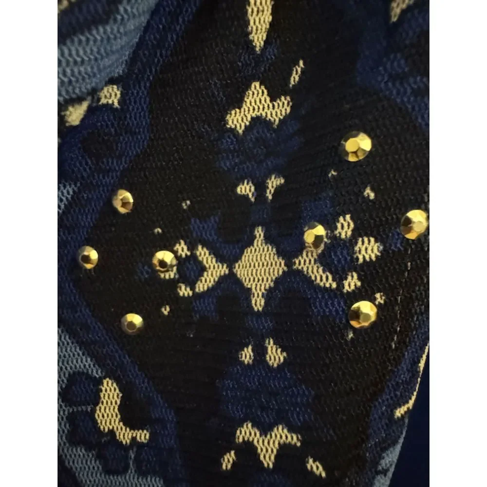 INC Blue Studded Print Batwing Sleeves Nylon Top Sz M - Picture 13 of 15